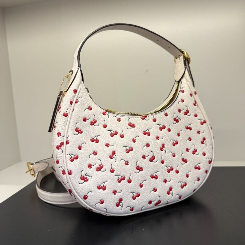 Coach Emily Shoulder Bag With Cherry Print CEN16 pebbled leather/Gold/Chalk Mult - Picture 3 of 5